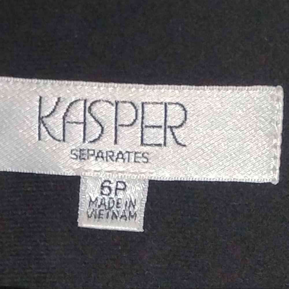 Stylish Blazer Kasper Cotton lined Kasper Open Blazer Woman’s 6P Black trim Ac - Picture 5 of 13